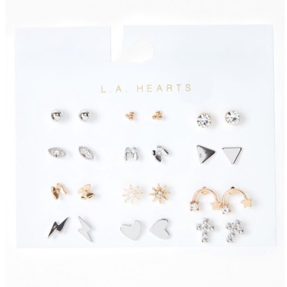 🔥5/$25🔥PacSun L.A. Hearts 12 Pack Mixed Metal Studded Earrings